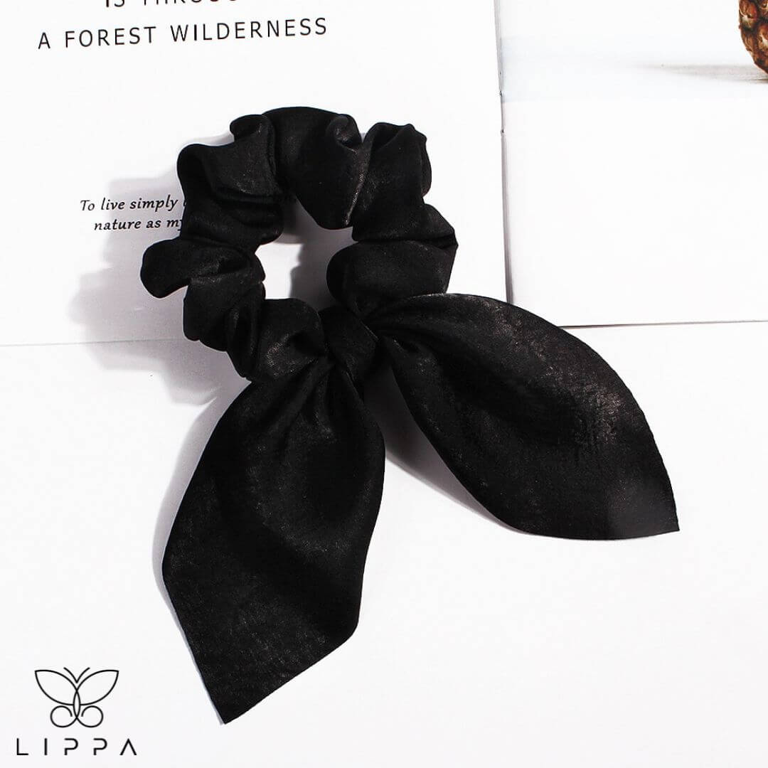 Hair Scrunchie - Shiny Black