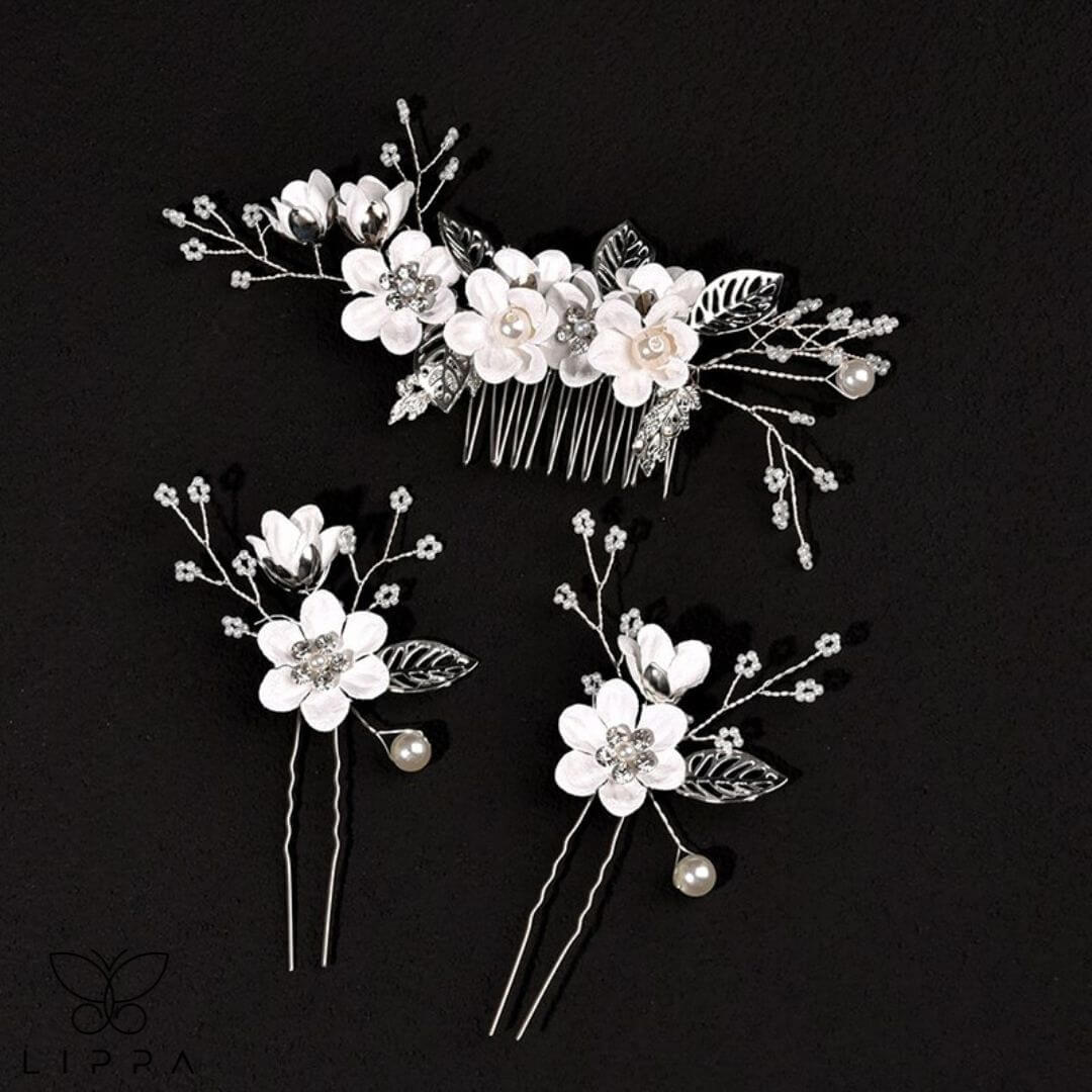 Pearl White Hair Pin Set 