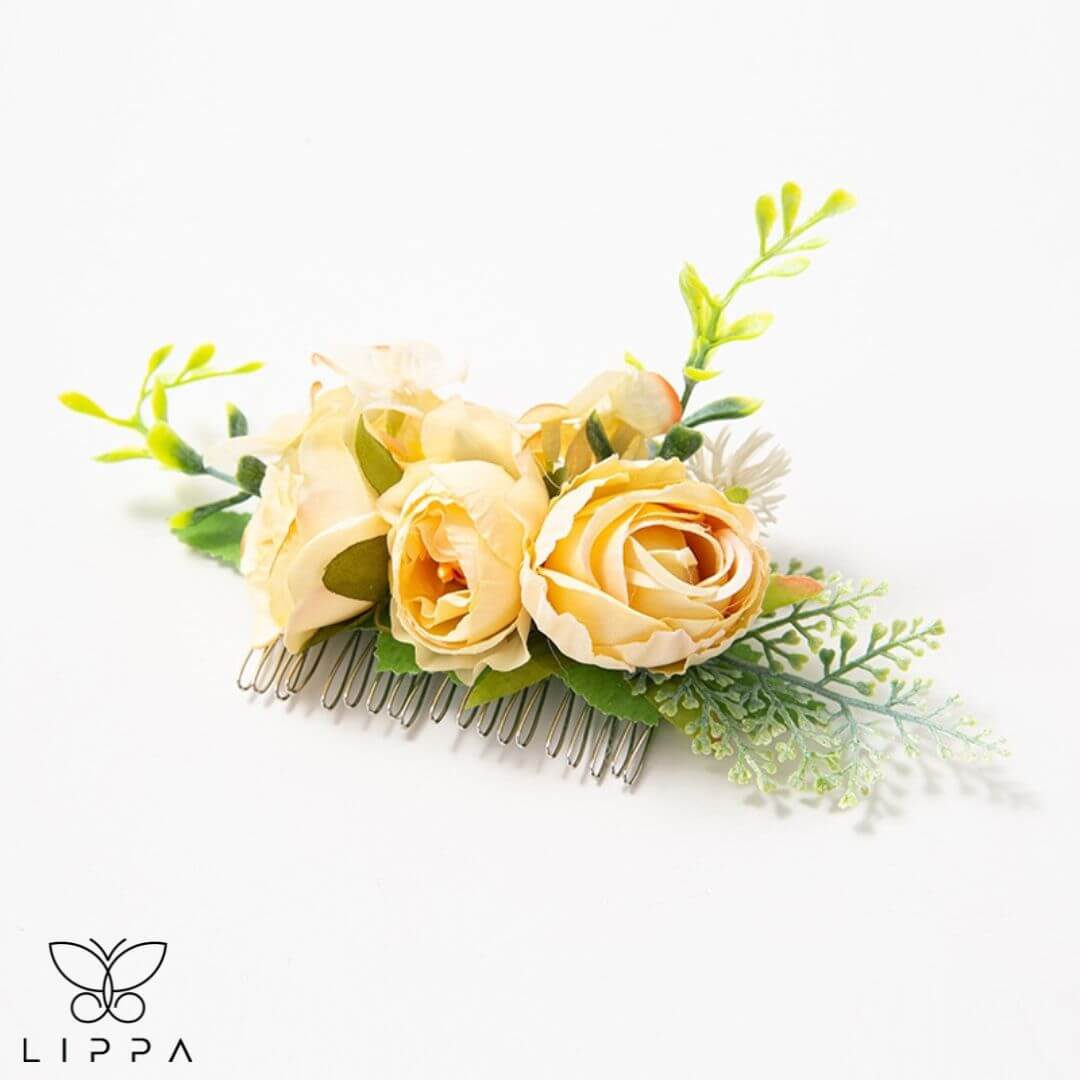 Flower Hair Comb Yellow