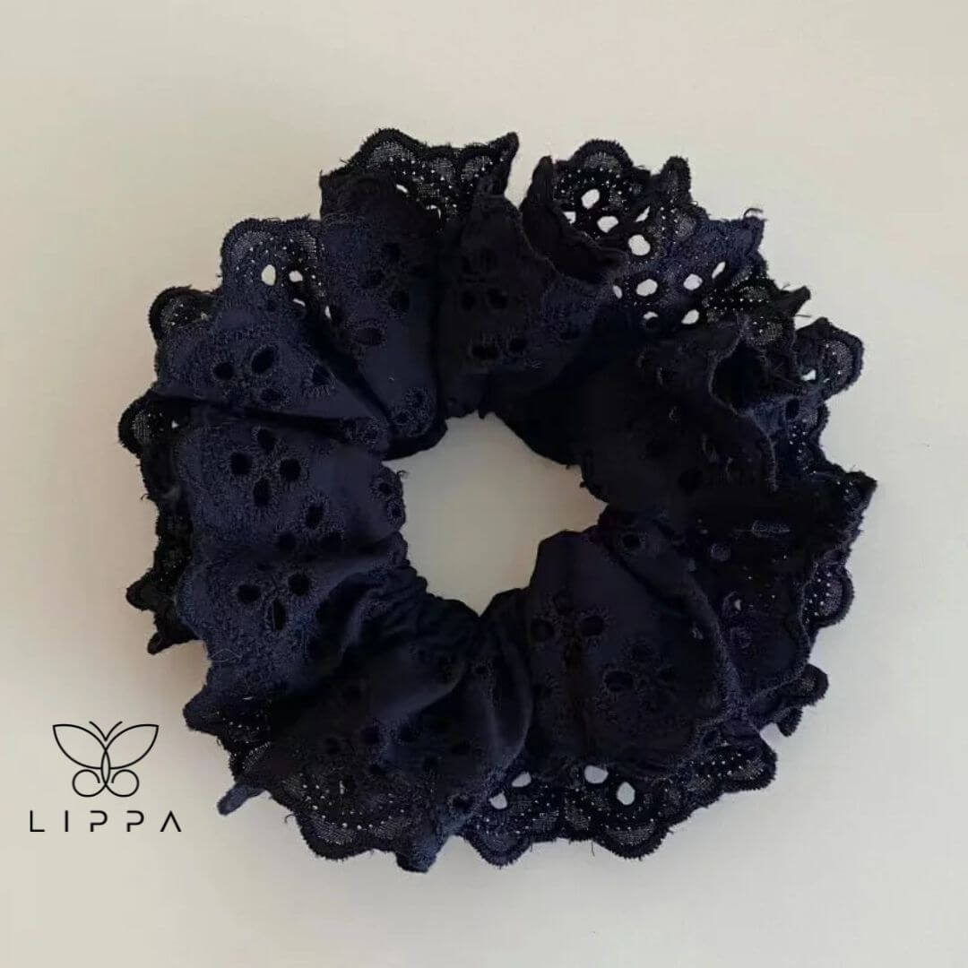 Lace Scrunchies for Women – Elegant and Functional Hair Accessories Black Color