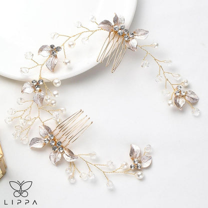 Pearl Leaf Tiara Headband