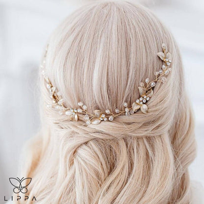 Pearl Leaf Tiara Headband - How Fits in Hair style