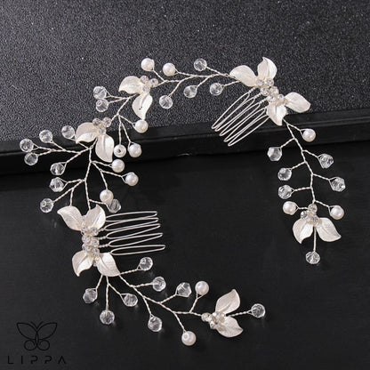 Pearl Leaf Tiara Headband