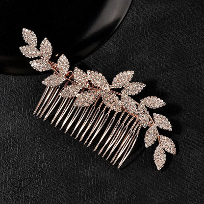 Bridal Hair Comb Rhinestone Rose Gold and Silver