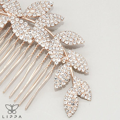 Bridal Hair Comb Rhinestone Rose Gold and Silver