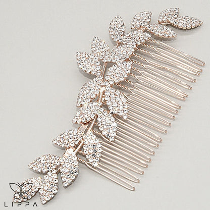 Bridal Hair Comb Rhinestone Rose Gold and Silver