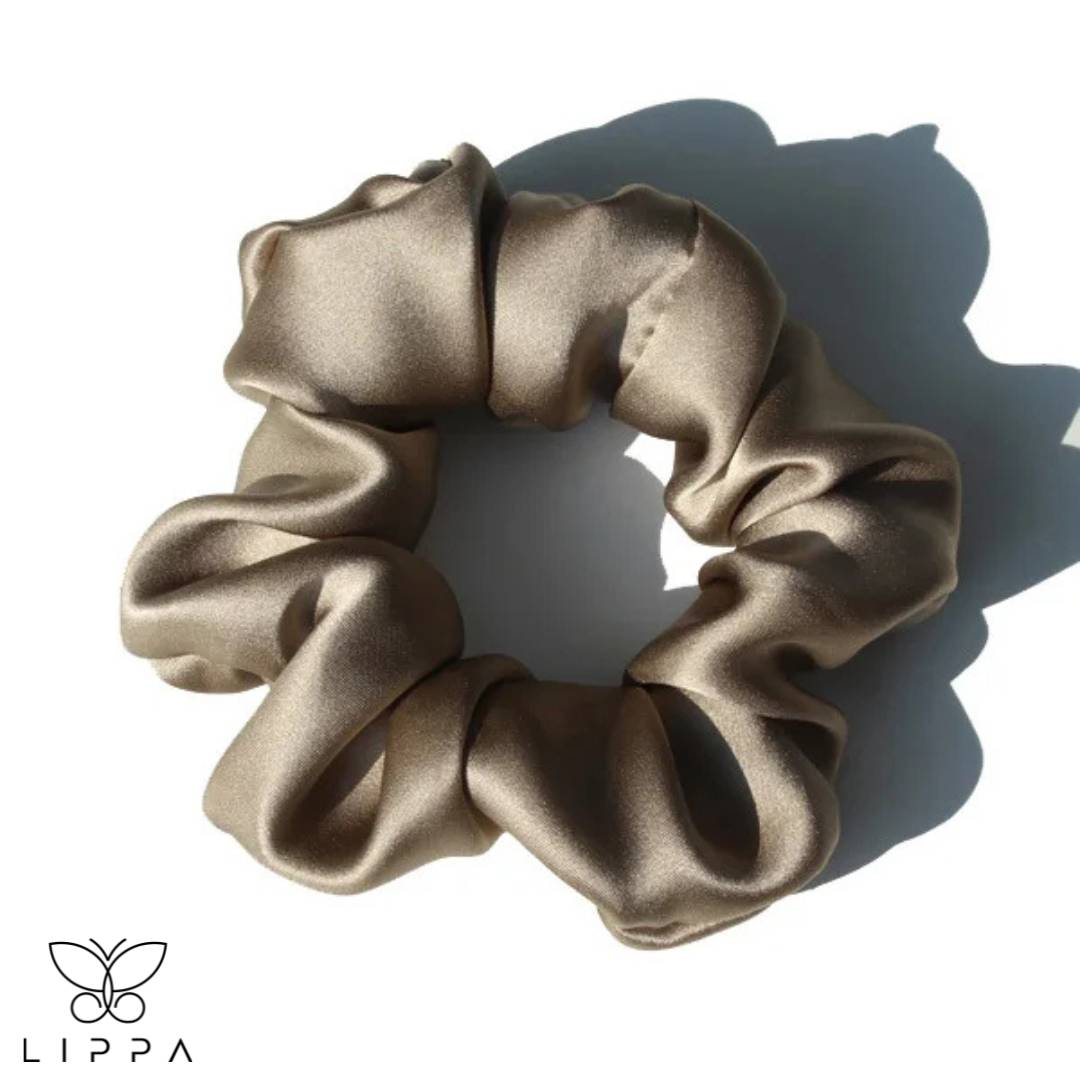 Pure Mulberry Silk Scrunchies Khaki Color