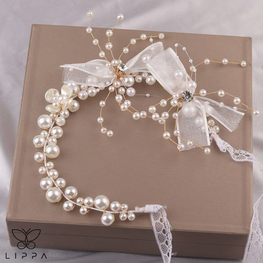 Pearl and Lace Hair Crown - Lippa